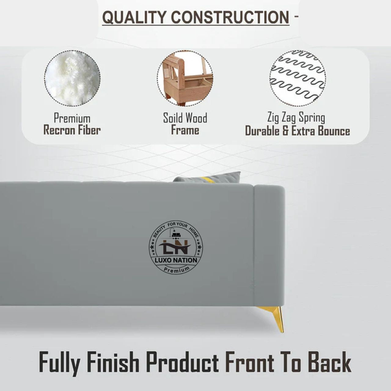 Luxo Nation Luxury Sofa Set  – Premium Quality & Velvet Suede Design